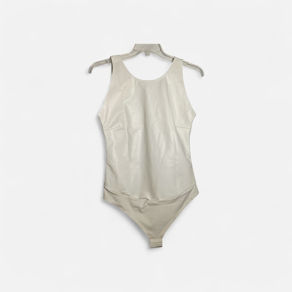 Pinsy Shapewear Bodysuit Vegan Leather High Neck Tank 1X Womens